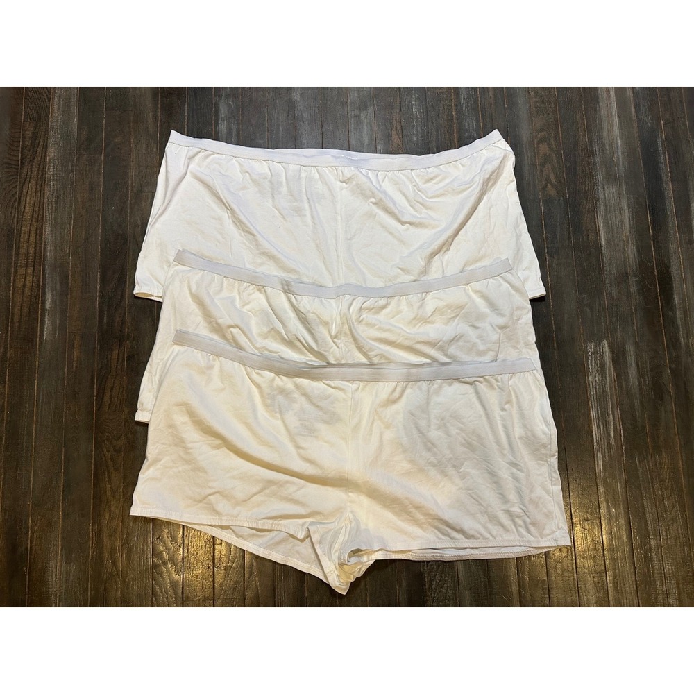 Comfort Choice Women White Cotton Blend Boy Short Panties 3 Pack Size 16